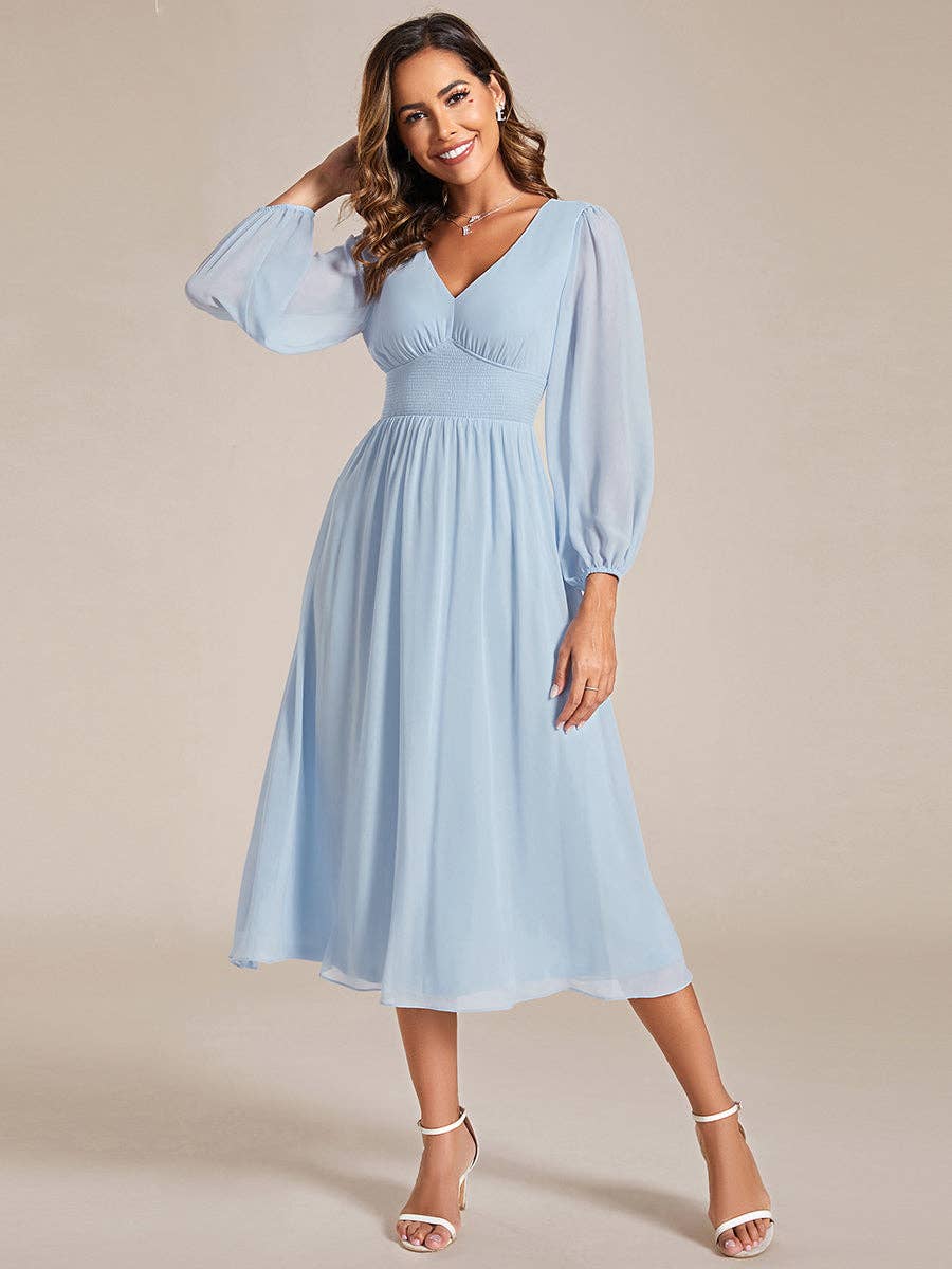 knee length chiffon dress with sleeves Short Sleeves Knee Length Chiffon Mother Of The Bride Dress With Beading, Mulberry