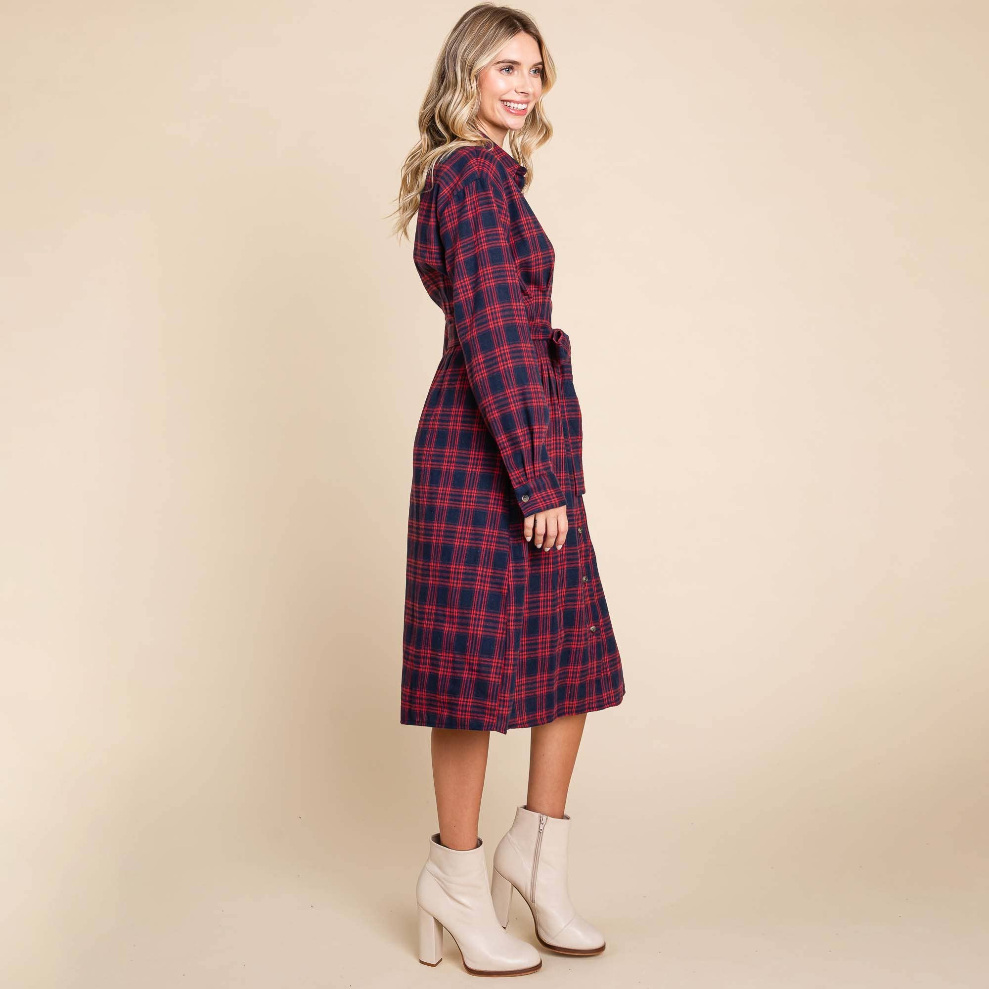 midi flannel shirt dress Plus Size - Flannel Shirt Dress
